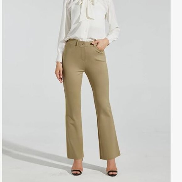 NEW Willit Dress Yoga Pants Khaki Stretch NWT Pull On Faux Fly Belt Loops XXL - Picture 6 of 8
